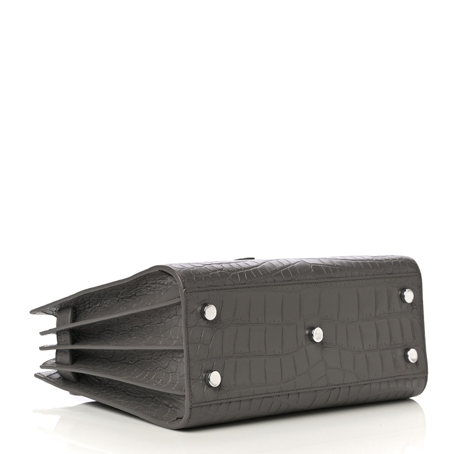 Calfskin Crocodile Embossed Baby Sac De Jour Fog