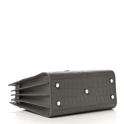 Saint Laurent Calfskin Crocodile Embossed Baby Sac De Jour Fog 4 of 10