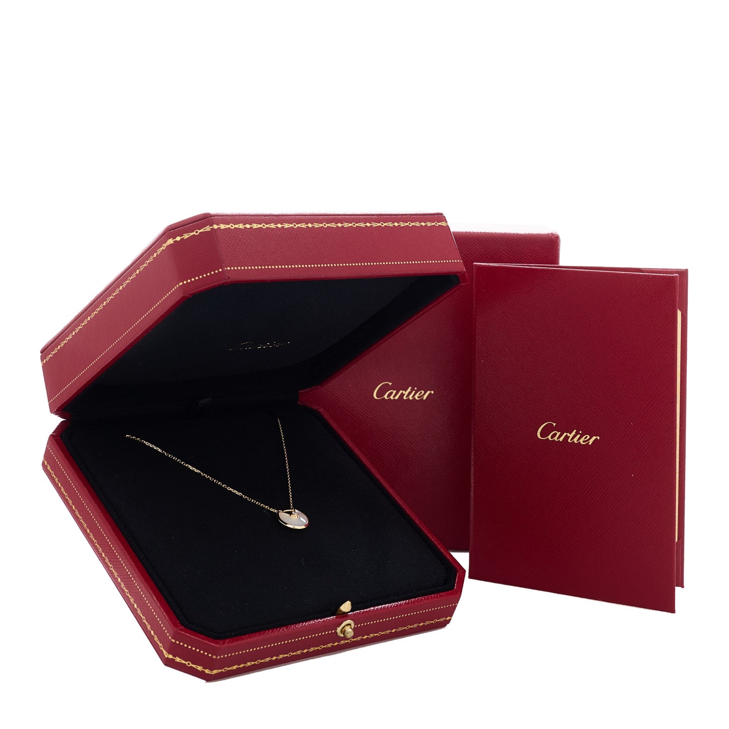 18K Yellow Gold Diamond Mother of Pearl XS Amulette de Cartier Pendant Necklace