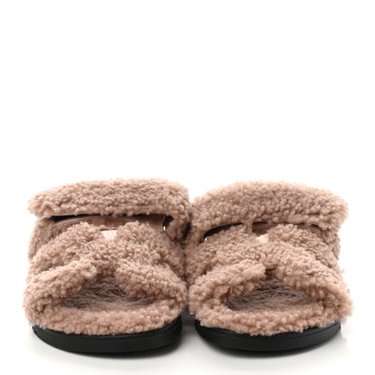 Hermes Woolskin Womens Chypre Sandals 38 Bois De Santal 2 of 8