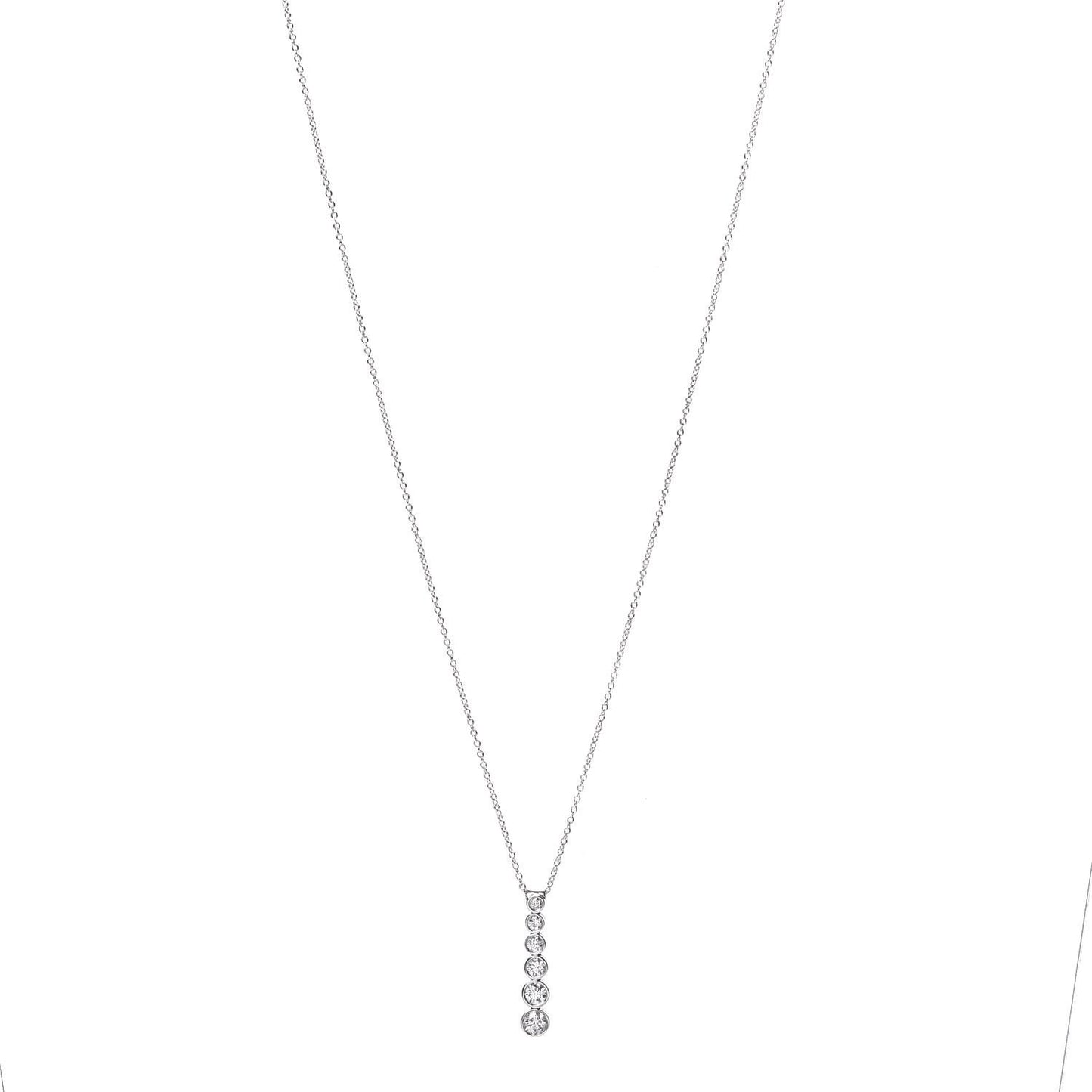 Platinum Diamond Jazz Graduated Drop Pendant Necklace