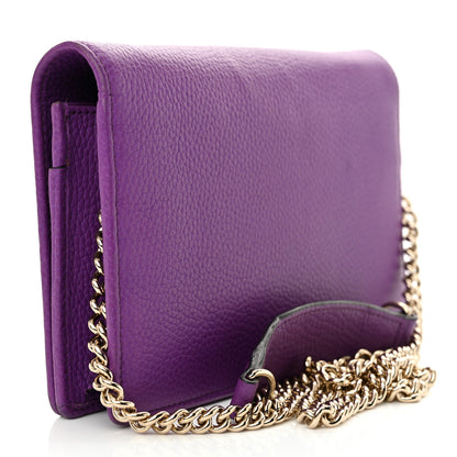 Gucci Pebbled Calfskin Soho Wallet On Chain Shine Purple 3 of 13