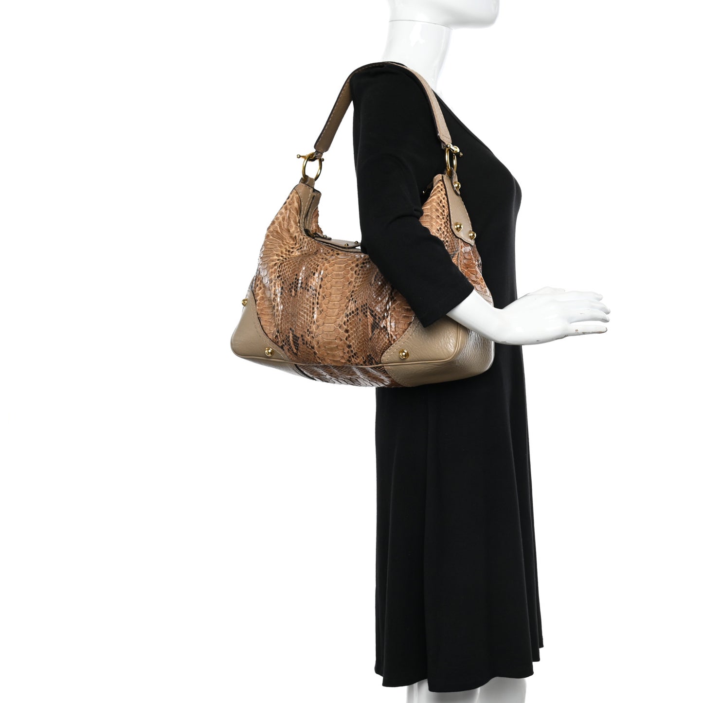 Snakeskin Medium Jockey Hobo Brown