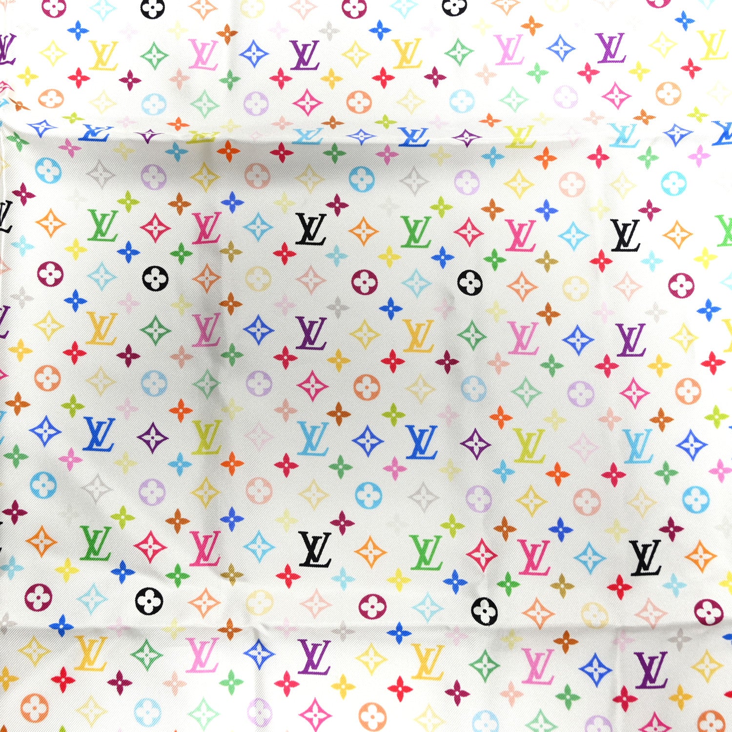 Louis Vuitton Silk Monogram Multicolor Scarf White 8 of 8