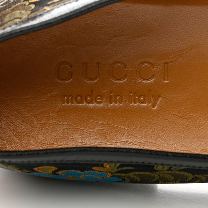 Gucci Jacquard Horsebit Artichoke Flower Mens Jordaan Loafers 7 Black Multicolor 8 of 9