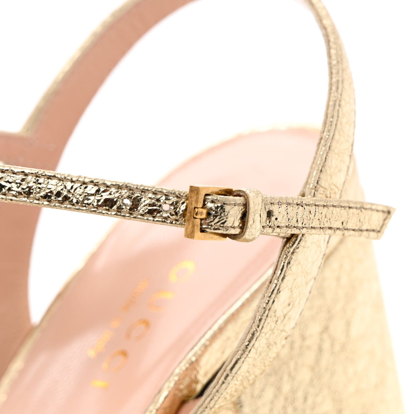Galassia GG Marmont Ankle Wrap 30/115mm Platform Sandals 38 Platino