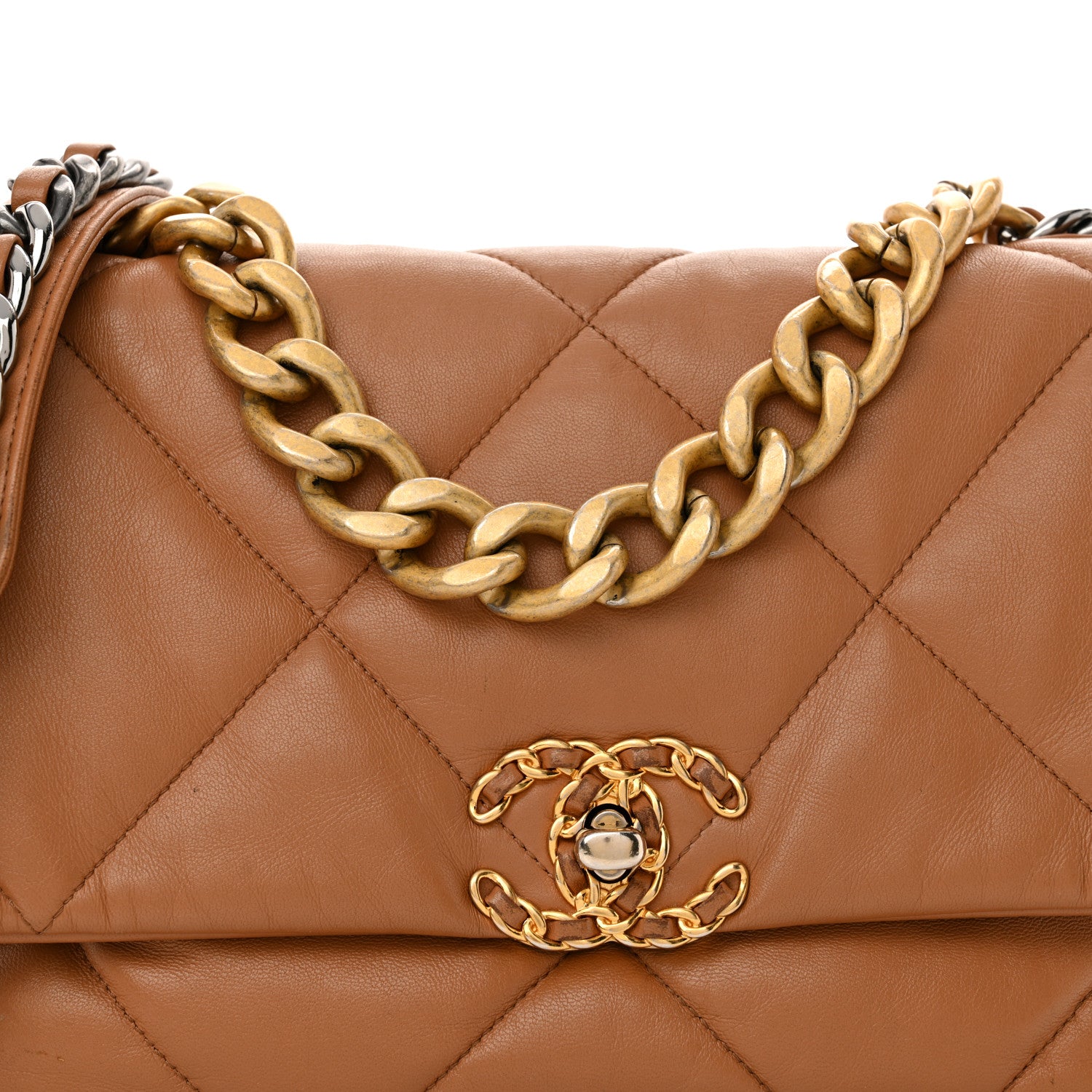 Chanel Lambskin Quilted Large Chanel 19 Flap Brown 8 of 17