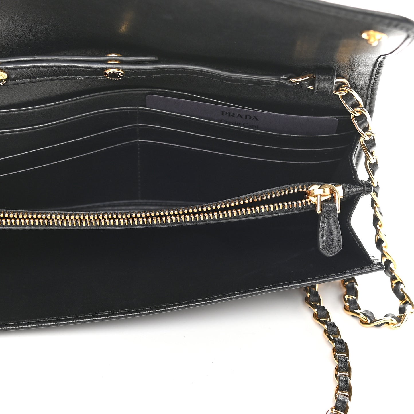 Soft Calfskin Quilted Chain Wallet Black
