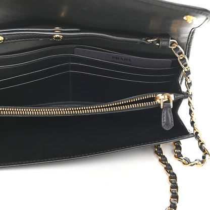 Prada Soft Calfskin Quilted Chain Wallet Black 5 of 8