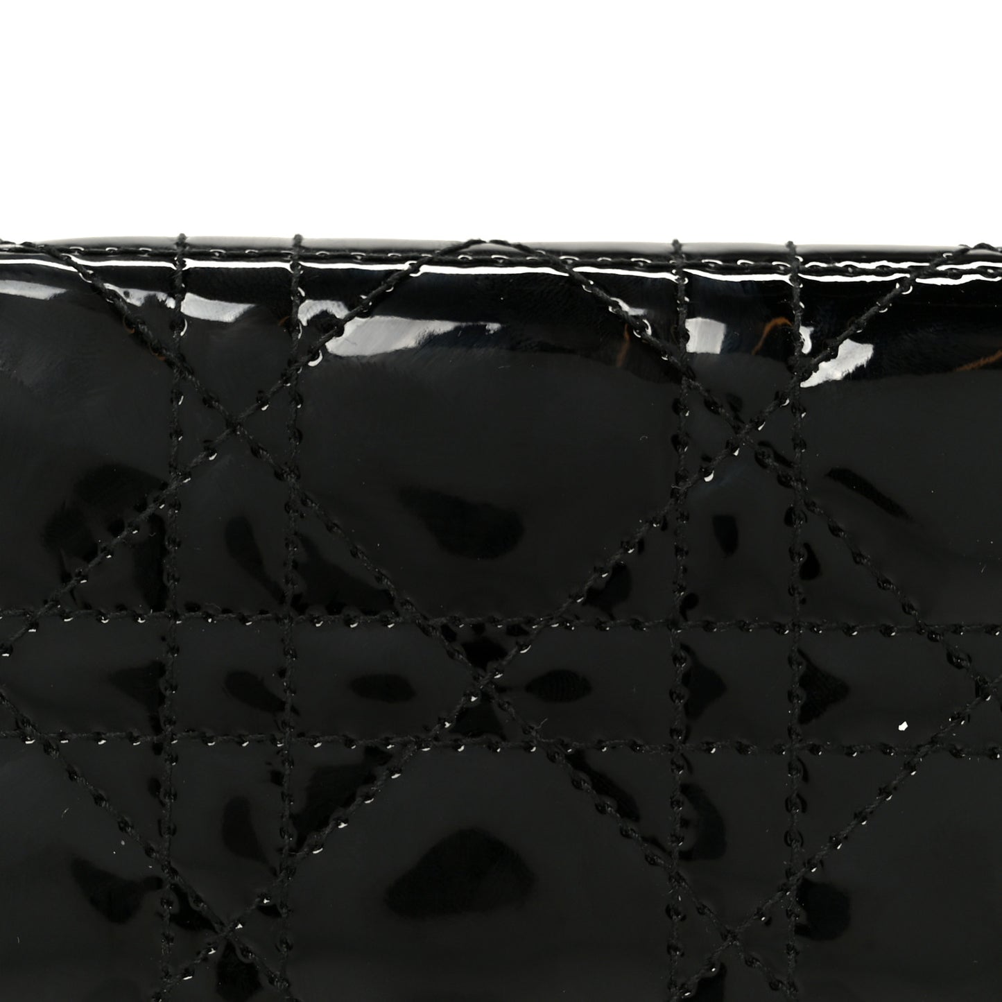 Patent Cannage Small Lady Dior Flap Card Holder Black