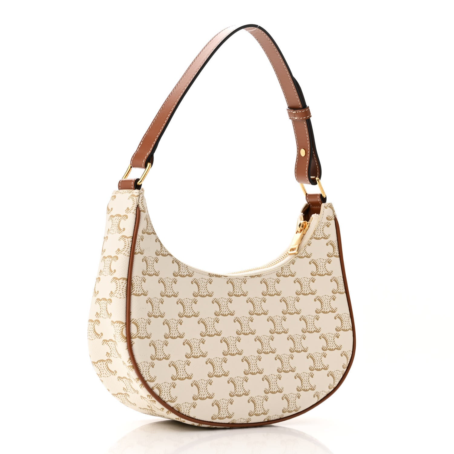 Celine Canvas Calfskin Ava Triomphe Shoulder Bag White 2 of 10