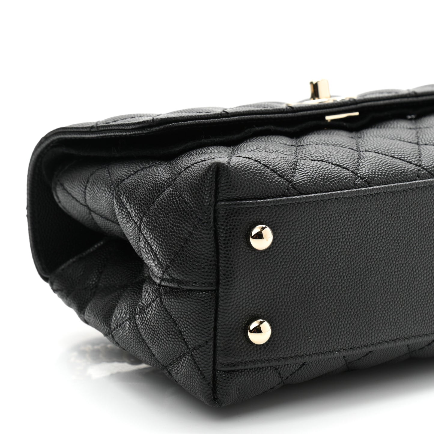 Caviar Quilted Mini Coco Handle Flap Black