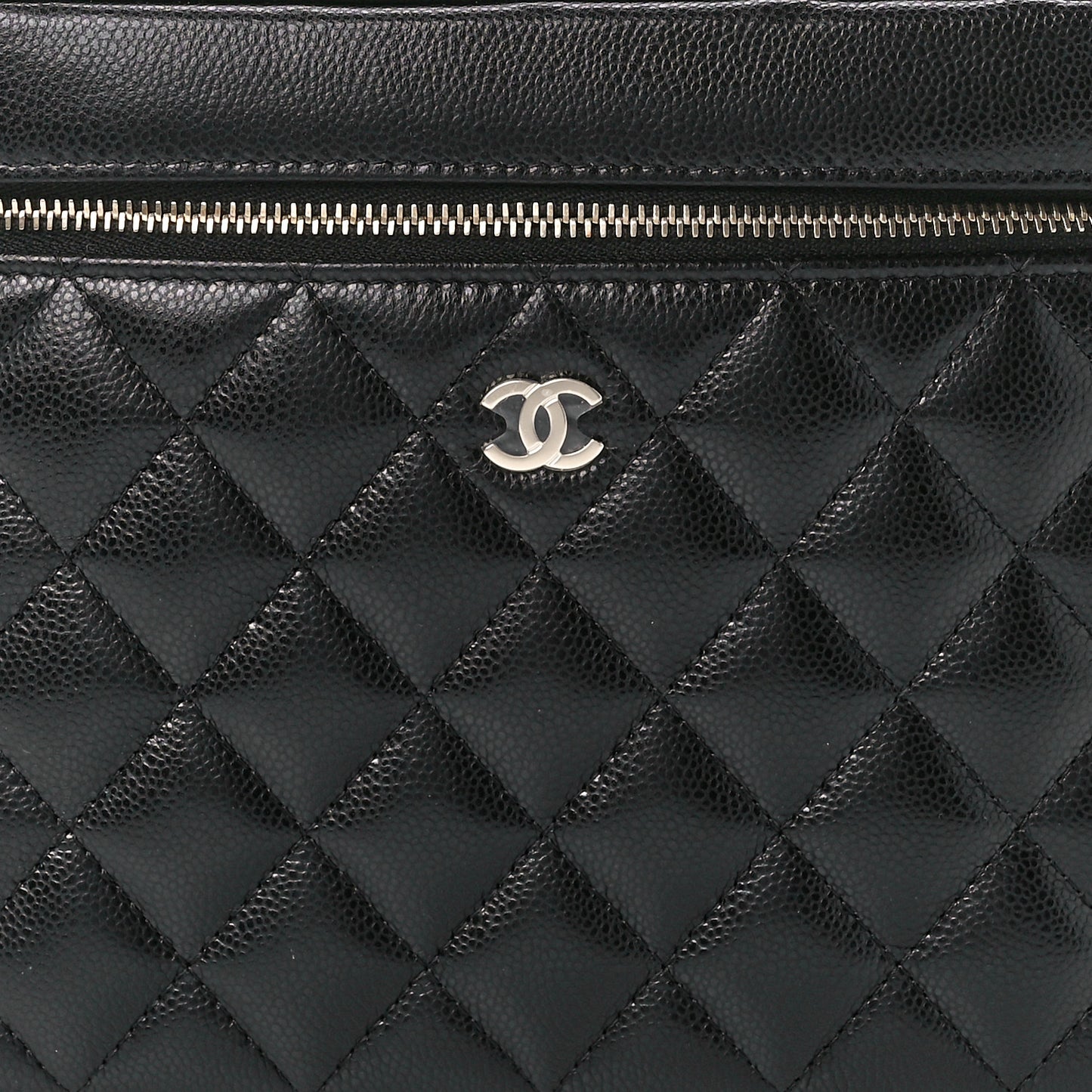 Caviar Quilted Large Vanity Pouch Black