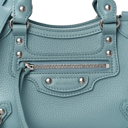 Balenciaga Grained Calfskin Neo Classic Silver Hardware Mini City Blue Grey 8 of 10