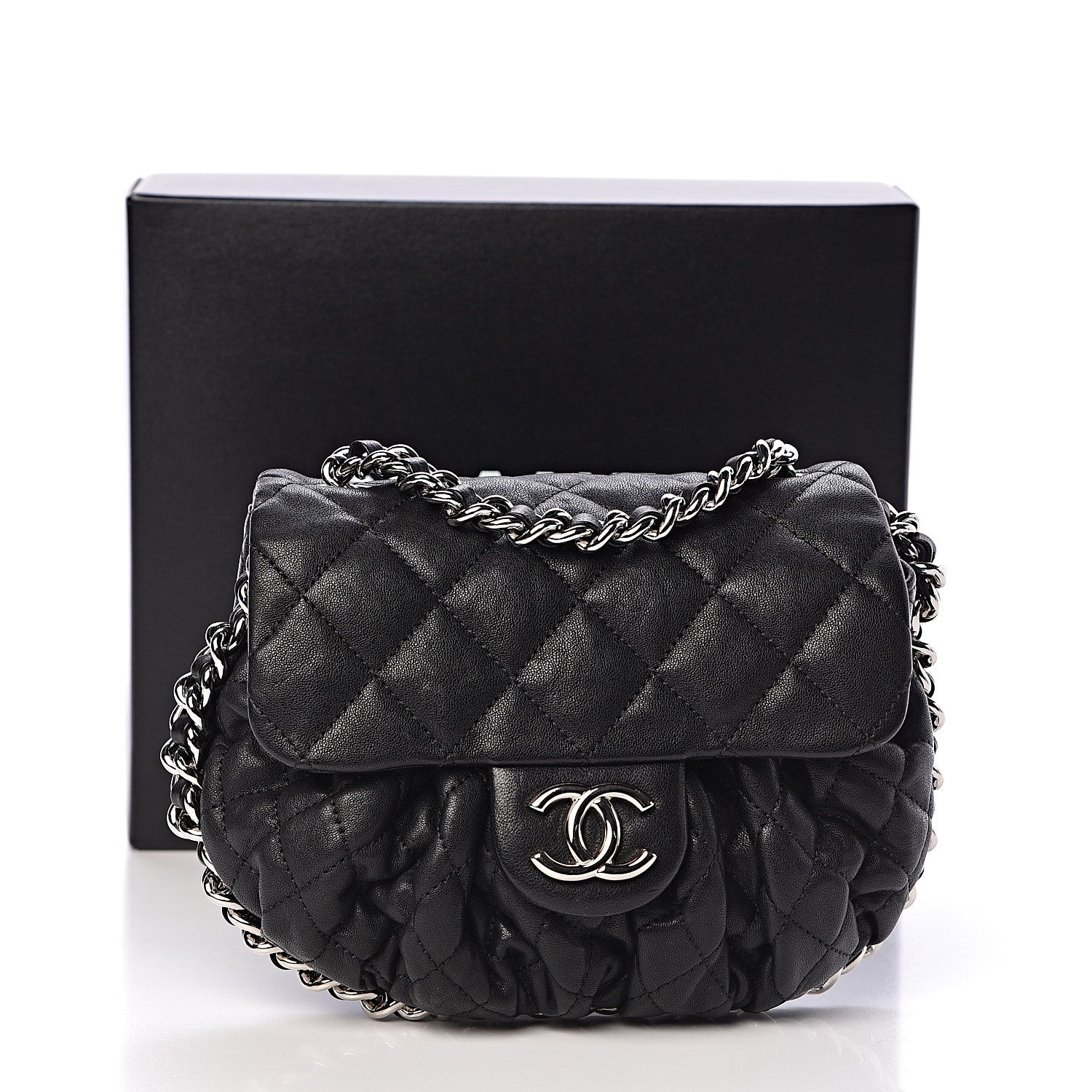 Chanel Washed Lambskin Quilted Mini Chain Around Flap Black 11 of 11
