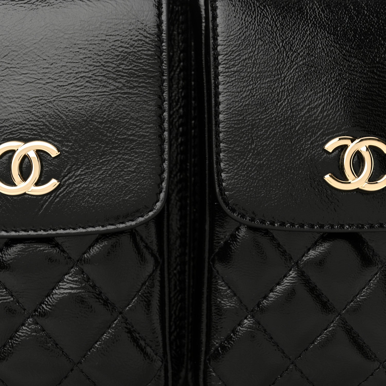 Chanel Glazed Calfskin Quilted Double Pocket Crossbody Flap Black 8 of 11