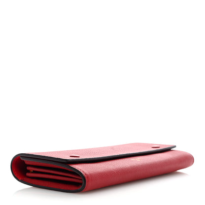 Celine Drummed Calfskin Large Multifunction Flap Wallet Coquelicot 4 of 6