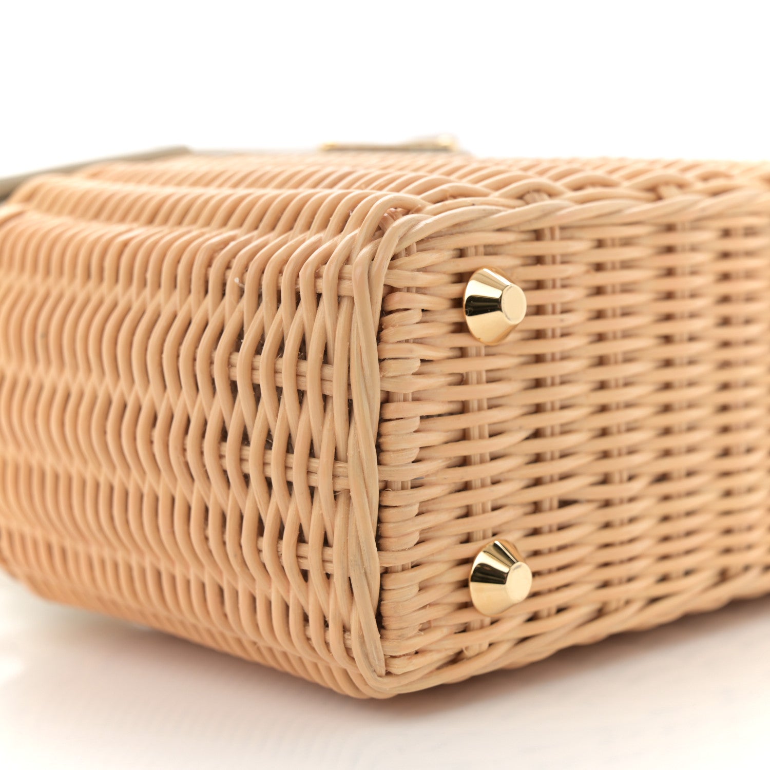 Prada Wicker Canvas Mini Tote Tan White 9 of 10