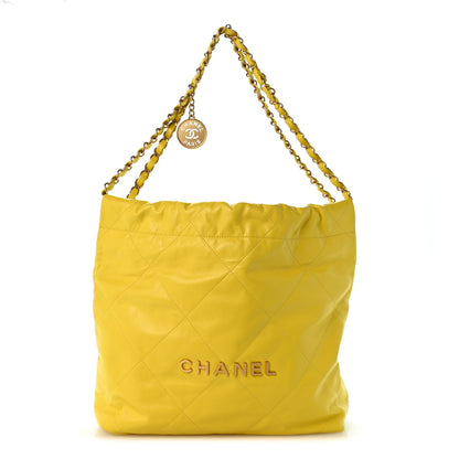 Chanel Shiny Calfskin Quilted Small Chanel 22 Yellow 1 of 13