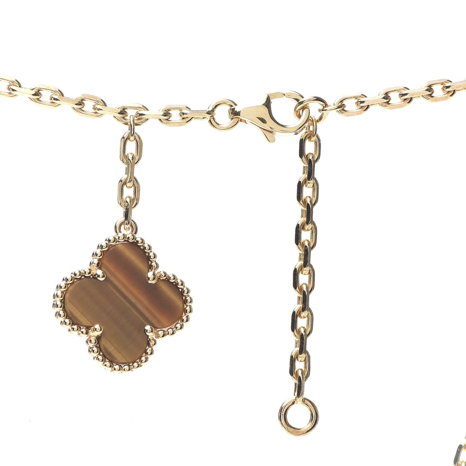 Van Cleef & Arpels 18K Yellow Gold Carnelian Tiger Eye 6 Motifs Magic Alhambra Necklace 4 of 7