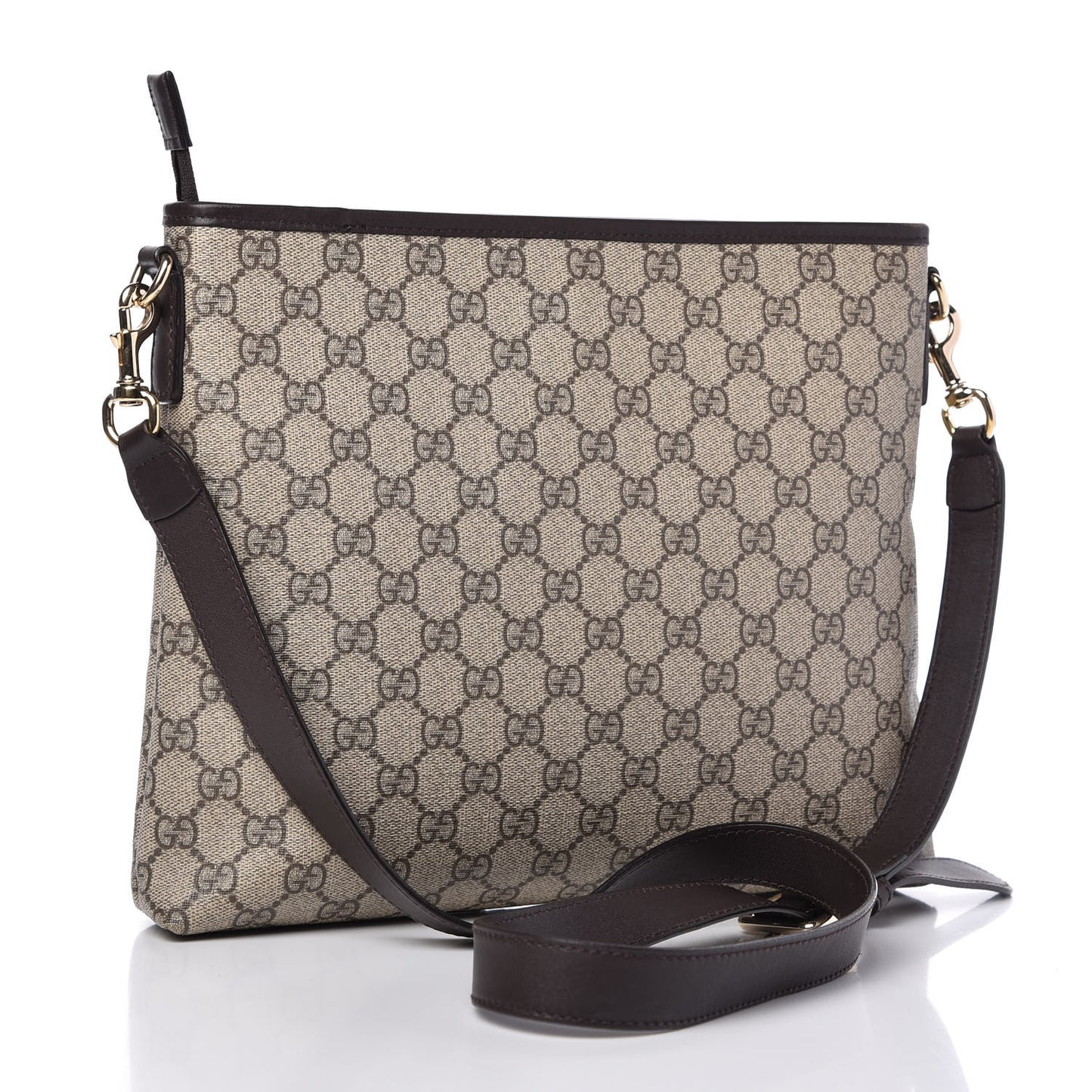 GG Supreme Monogram Web Flat Messenger Bag Dark Brown