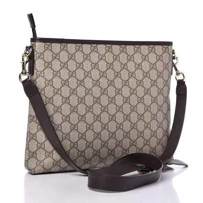 Gucci GG Supreme Monogram Web Flat Messenger Bag Dark Brown 3 of 10
