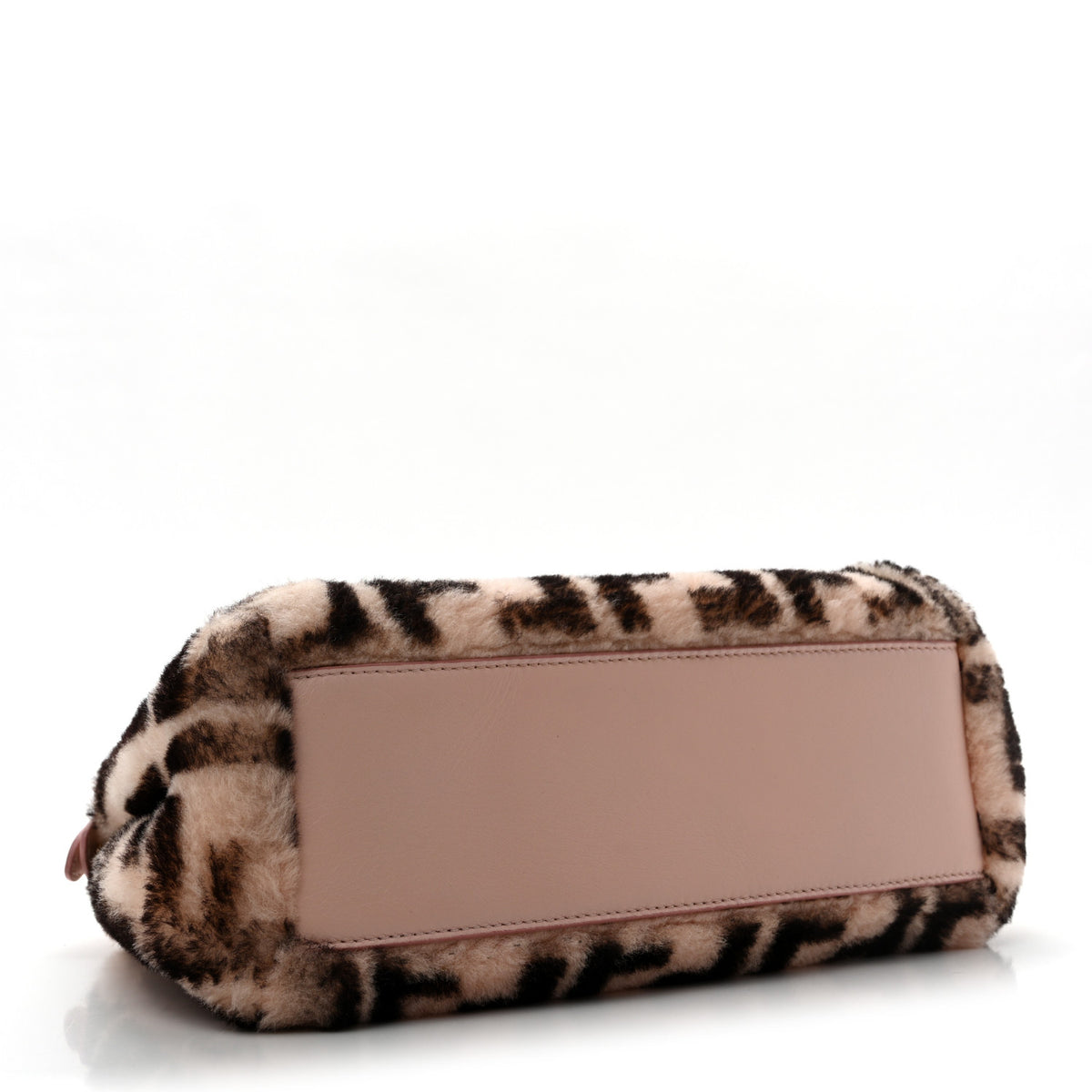 Fendi Shearling Nappa Macro FF 1974 Mini Peekaboo Iconic Satchel Light Rose Black 4 of 13