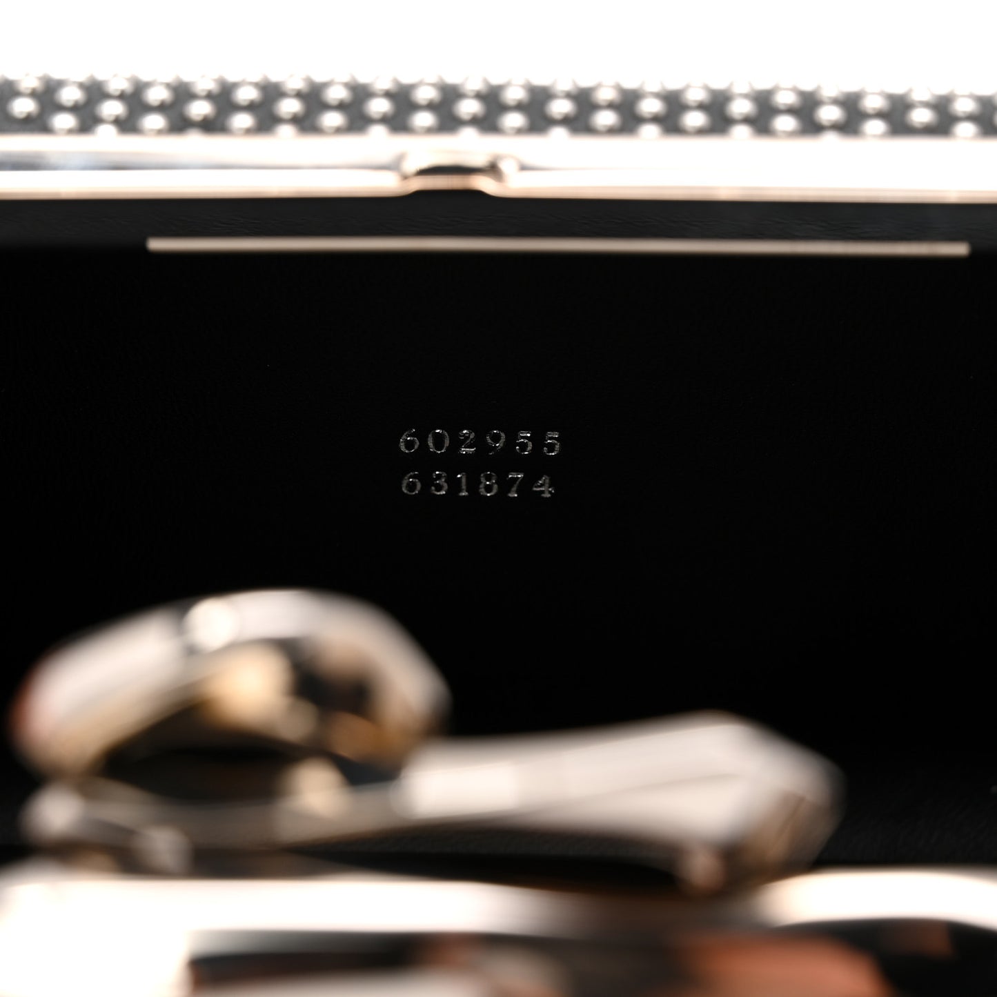 Calfskin Studded Skull Four Ring Knuckle Clutch Black