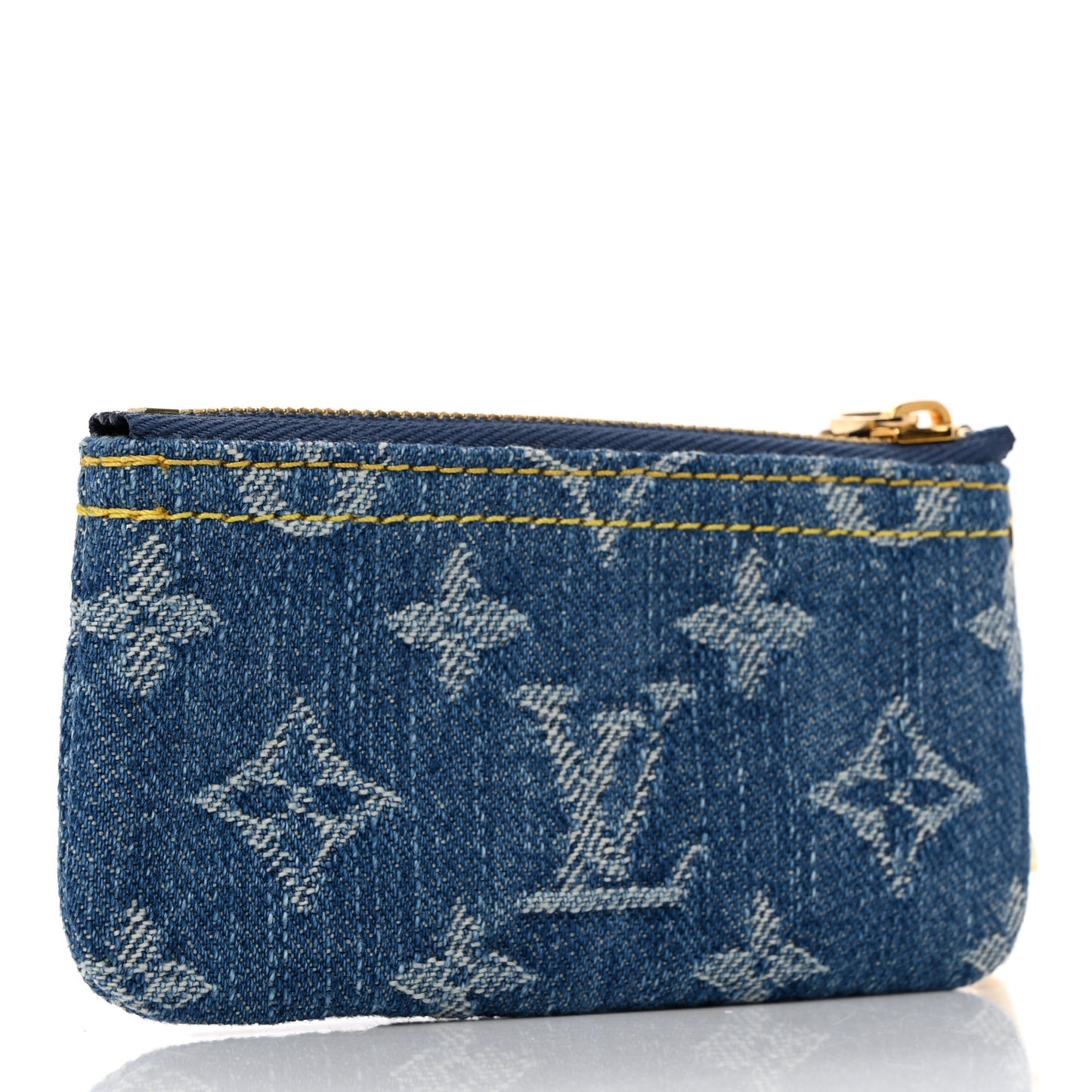 Monogram Denim Key Pouch Denim Blue