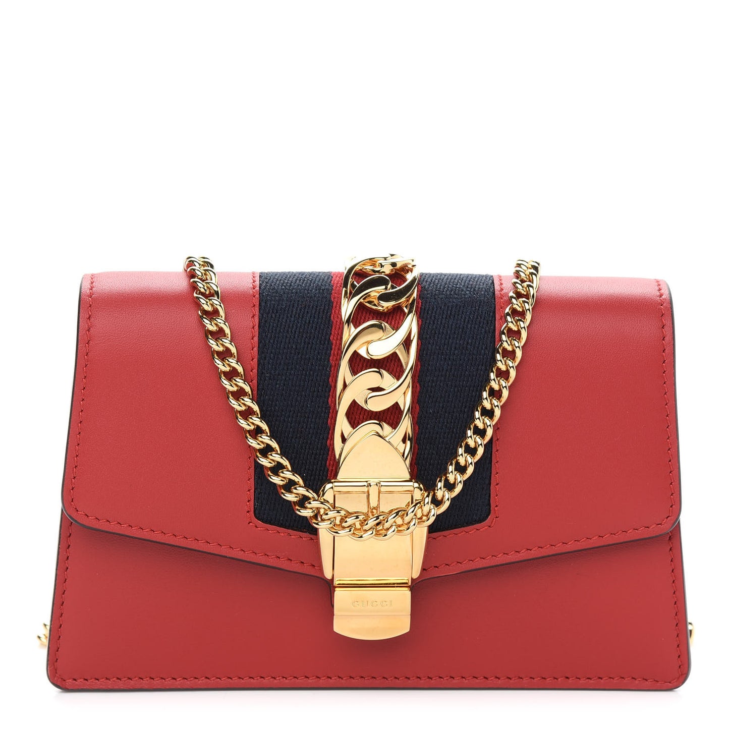 Calfskin Super Mini Sylvie Chain Shoulder Bag Hibiscus Red