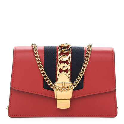 Gucci Calfskin Super Mini Sylvie Chain Shoulder Bag Hibiscus Red 1 of 9