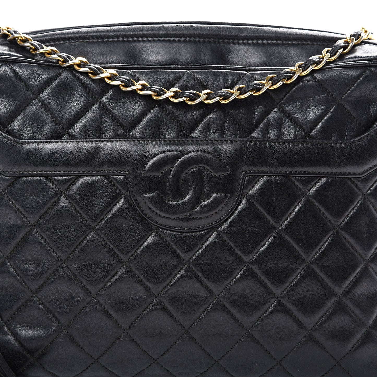 Lambskin Quilted CC Tassel Camera Case Black