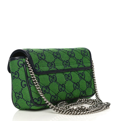 Gucci Monogram Multicolor Matelasse Diagonal Super Mini GG Marmont Shoulder Bag Green Blue 2 of 10