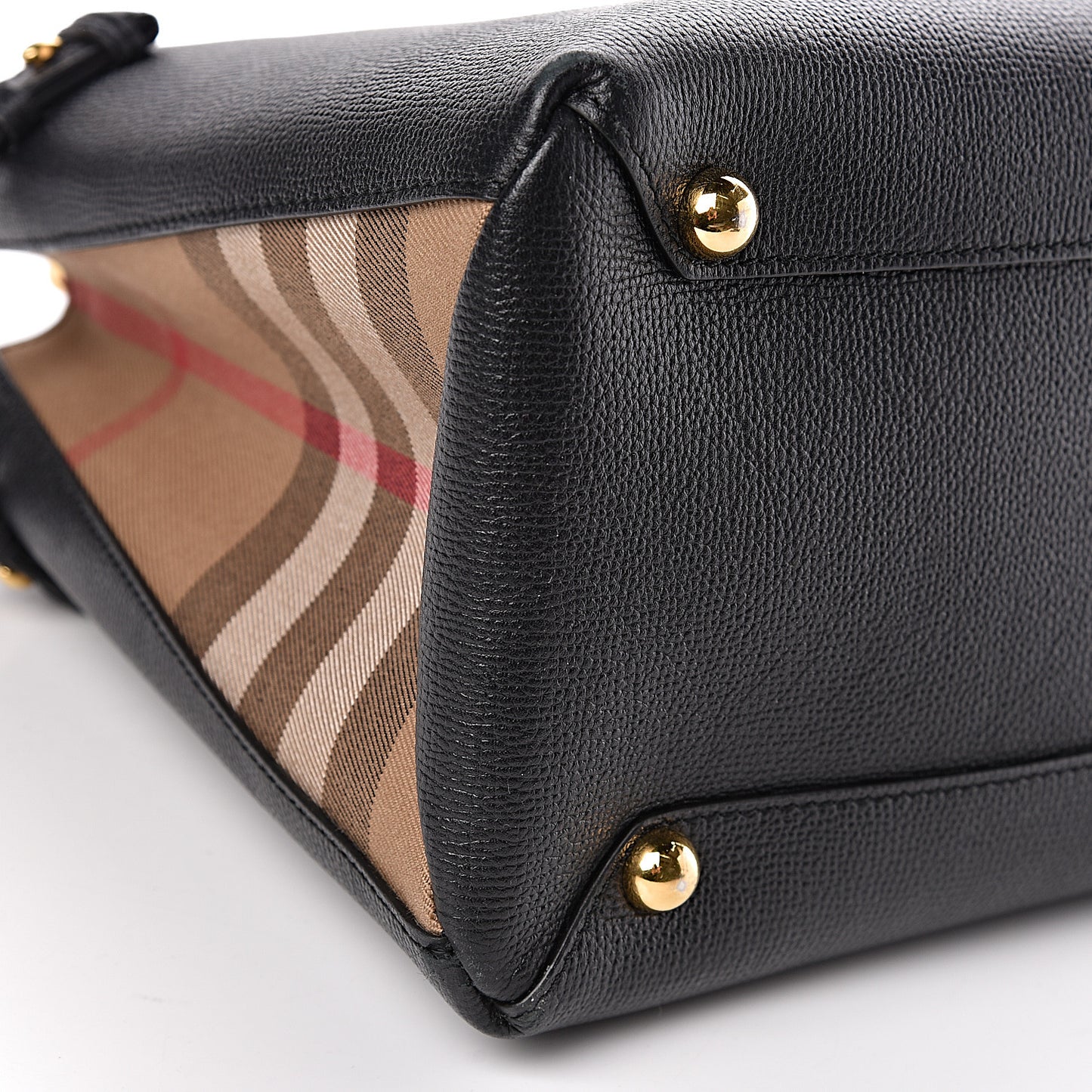 Grainy Calfskin House Check Medium Banner Tote Black