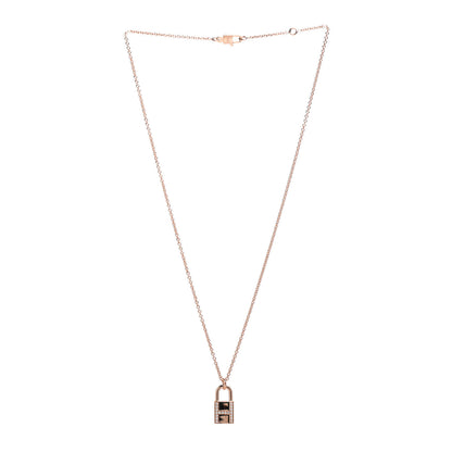 Hermes 18K Rose Gold Diamond Amulettes Cadenas Pendant Necklace 3 of 6