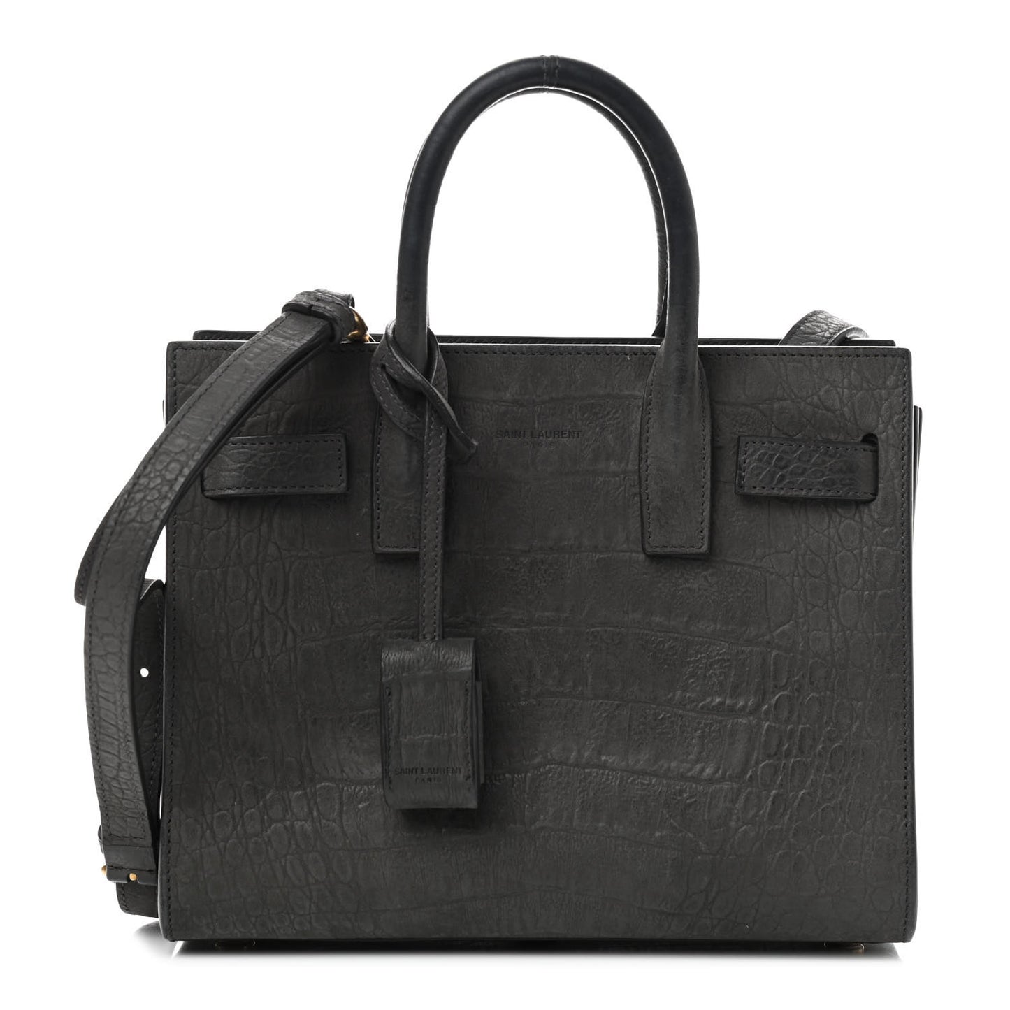 Crocodile Embossed Nubuck Nano Sac De Jour Dark Anthracite