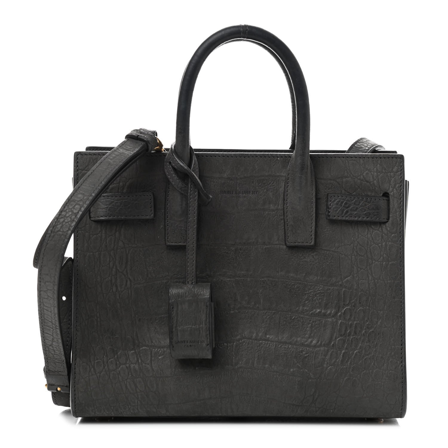 Saint Laurent Crocodile Embossed Nubuck Nano Sac De Jour Dark Anthracite 1 of 7