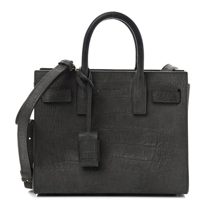 Saint Laurent Crocodile Embossed Nubuck Nano Sac De Jour Dark Anthracite 1 of 7