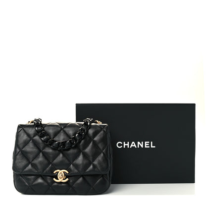 Chanel Lambskin Quilted Small Lacquered Chain Flap Black 12 of 12