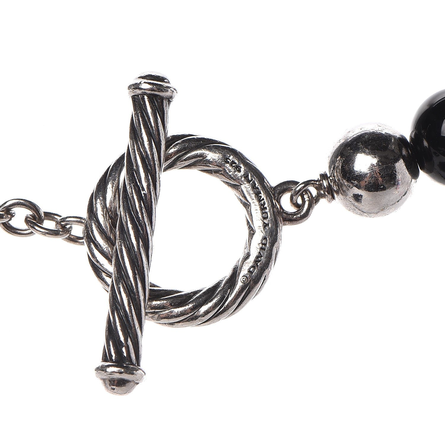 David Yurman Sterling Silver Black Onyx Hematite Elements Long Toggle Necklace 4 of 4