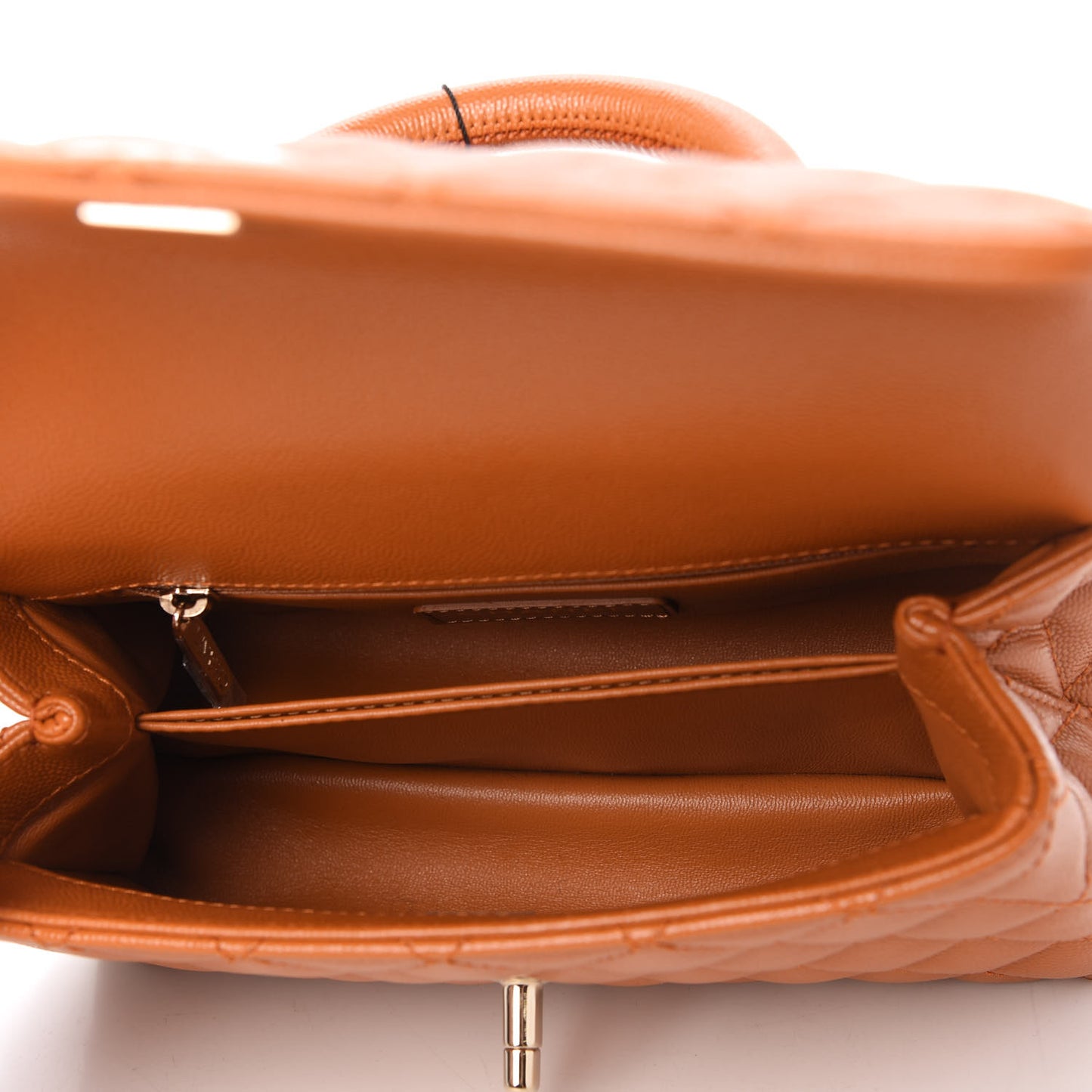 Caviar Quilted Mini Coco Handle Flap Light Brown