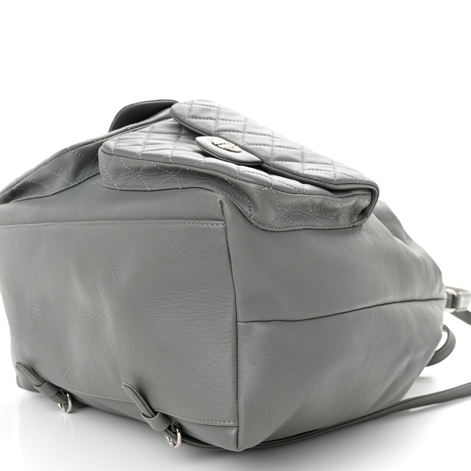 Chanel Lambskin Quilted Backpack Pocket Grey 10 of 10