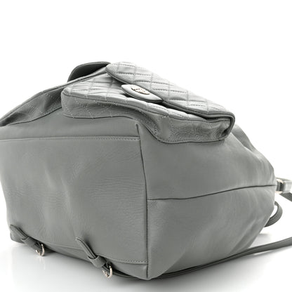 Chanel Lambskin Quilted Backpack Pocket Grey 10 of 10