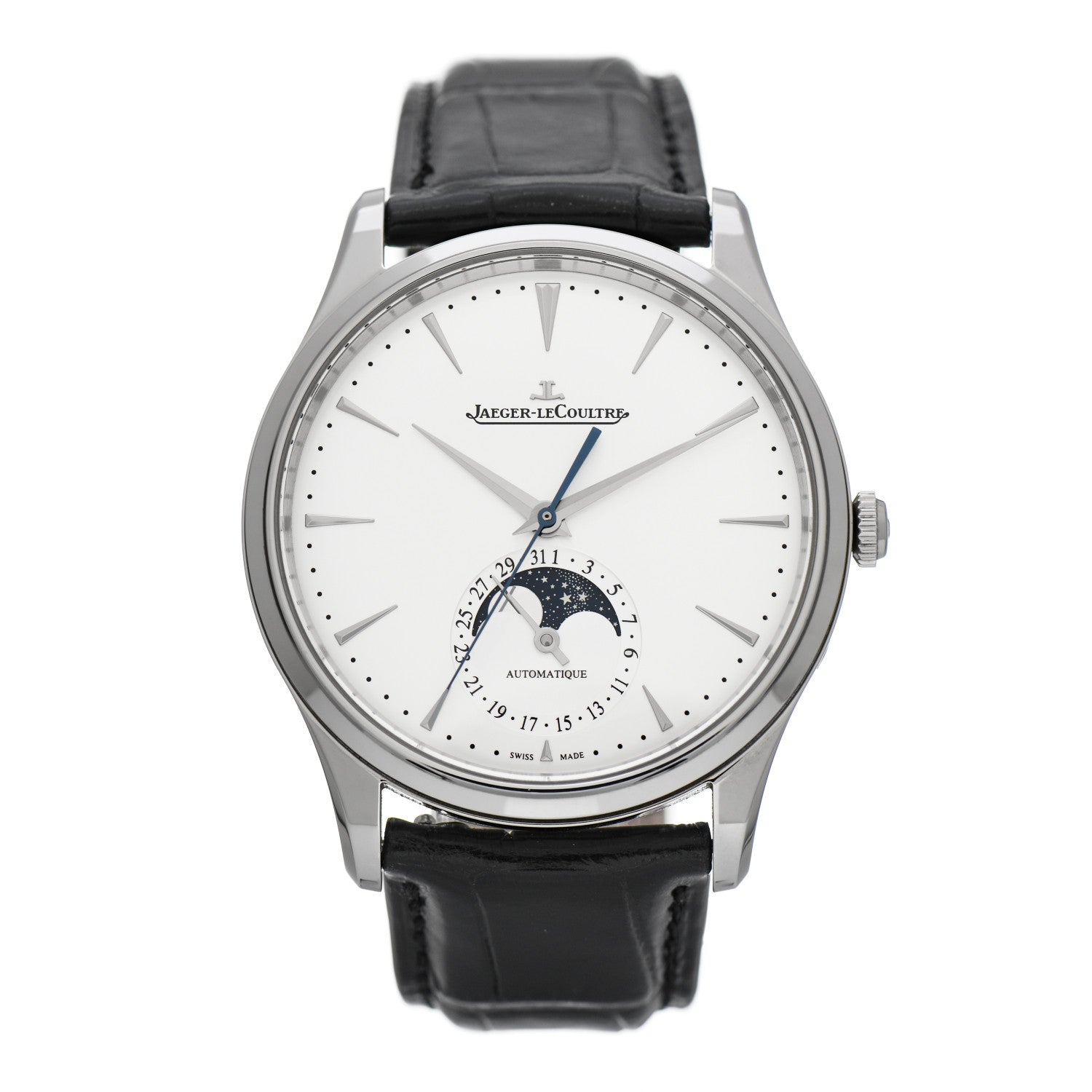 Jaeger-LeCoultre Stainless Steel Alligator 39mm Master Ultra Thin Moon Automatic Watch Q1368430 1 of 5