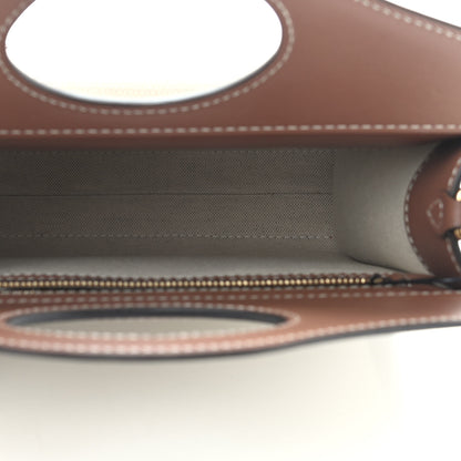 Burberry Canvas Smooth Calfskin Two Tone Mini Pocket Bag Natural Malt Brown 5 of 8