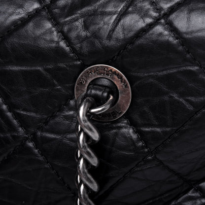 Chanel Aged Calfskin Quilted Large Secret Tag Bowling Bag Black 25 of 27