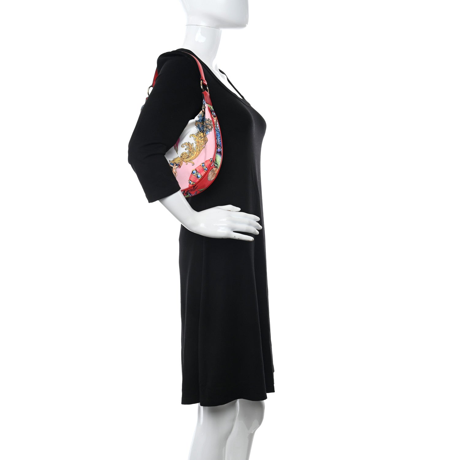 Versace Nylon Calfskin Tresor De La Mer Print Hobo Bag Multicolor 2 of 9