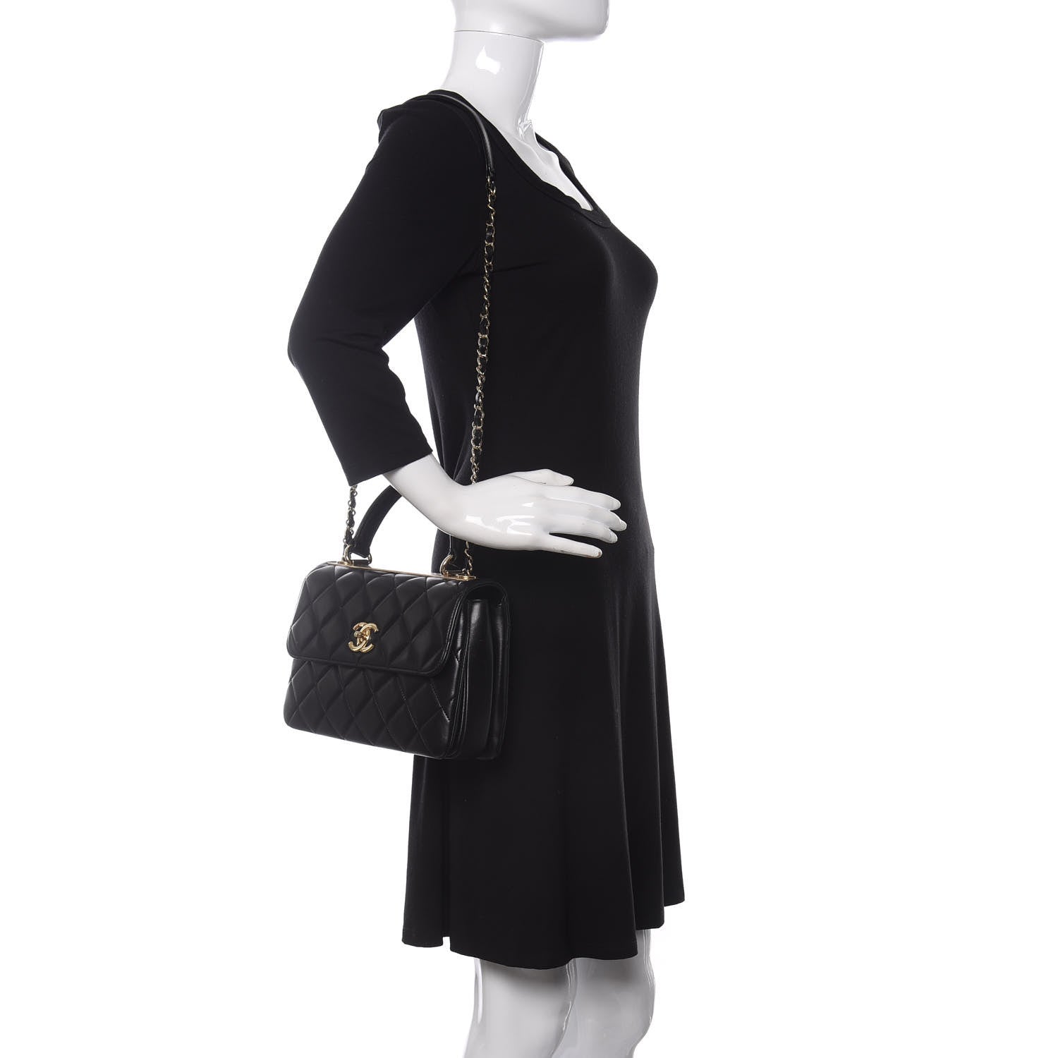 Chanel Lambskin Quilted Small Trendy CC Dual Handle Flap Bag Black 2 of 10