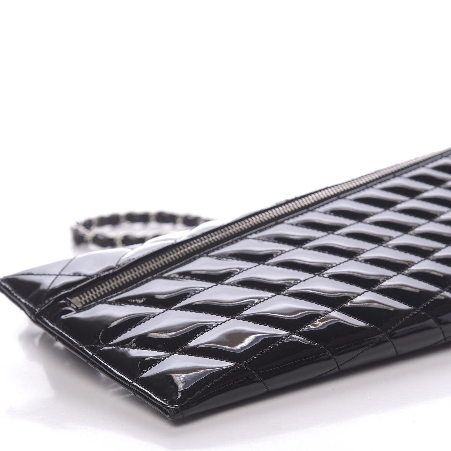 Patent Geometric Quilted Kaleidoscope Clutch Black