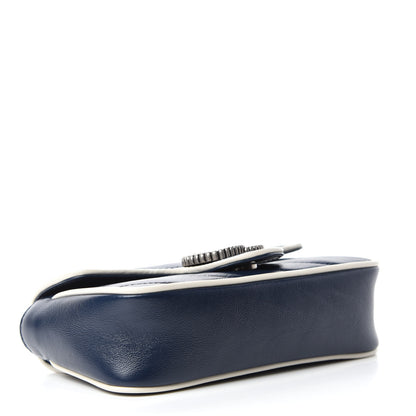 Gucci Vintage Effect Calfskin Matelasse Diagonal Super Mini Torchon GG Marmont Shoulder Bag Blue Agata Mystic White 4 of 10